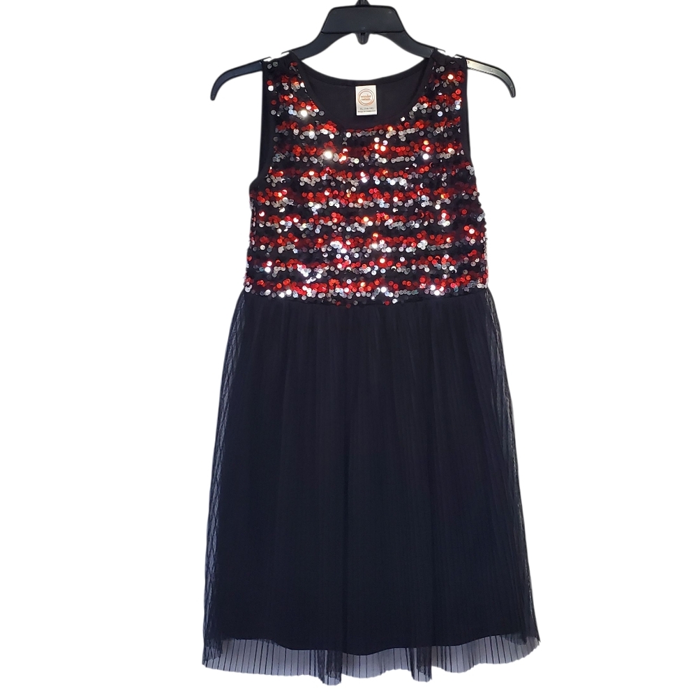Wonder Nation Black and Red Sequin Girls Dress Size XL (14-16)